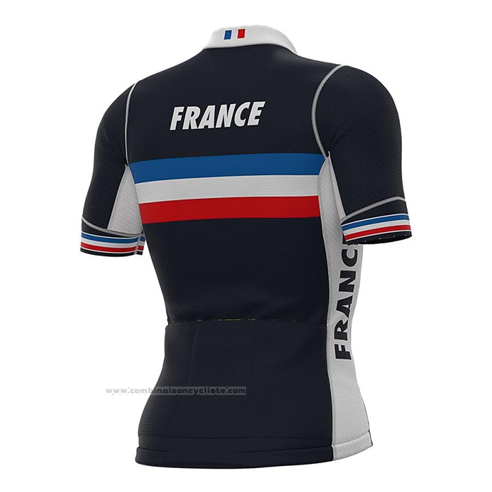 2022 Maillot Cyclisme France Fonce Bleu Manches Courtes et Cuissard